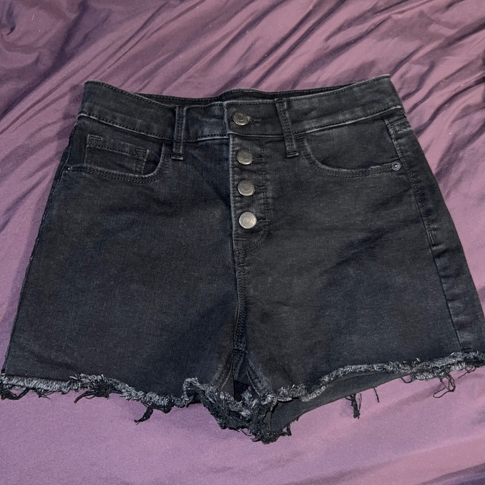 Old Navy Black High Rise Button Fly Jean Shorts